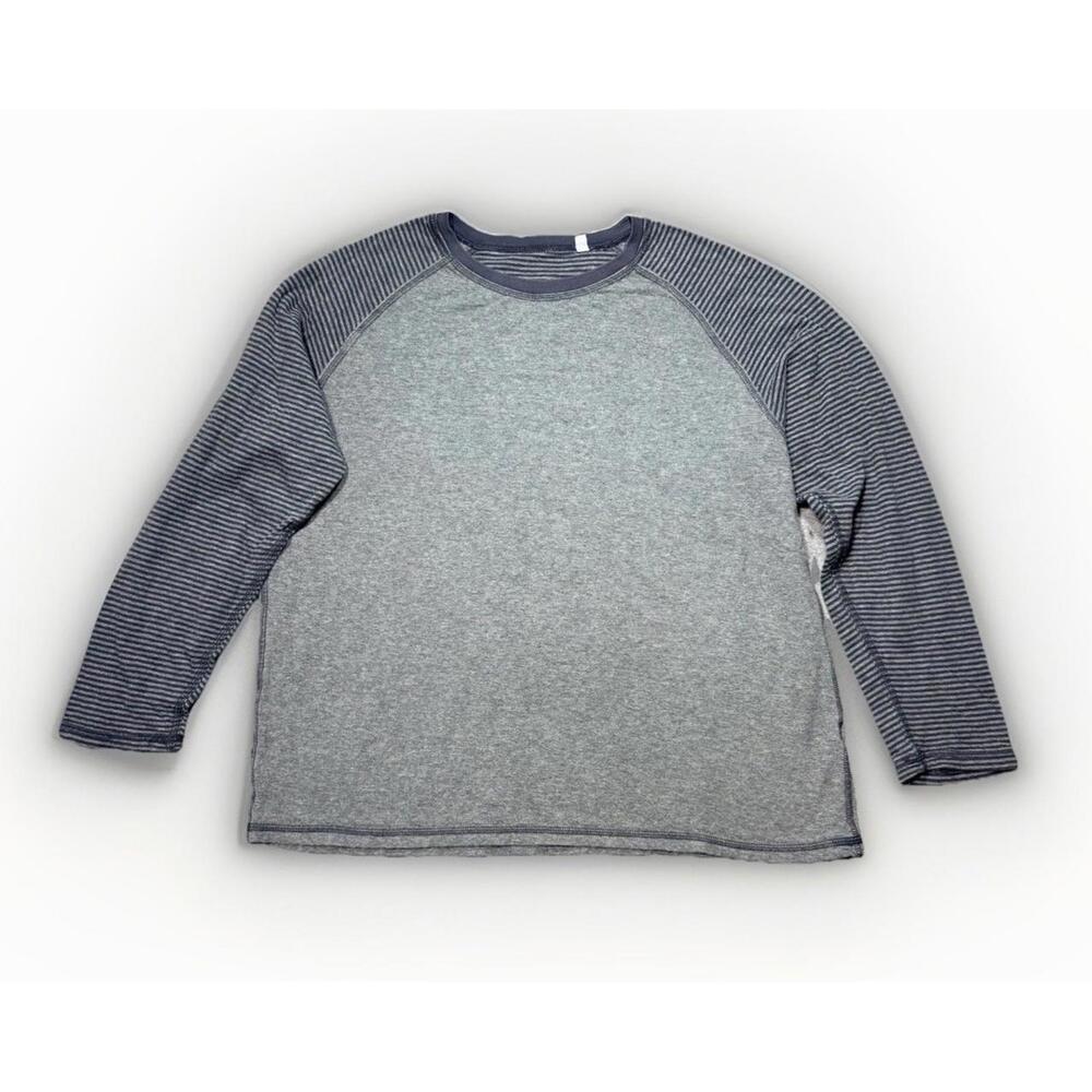 Gray Raglan Long Sleeve Shirt Mens Large Oversized Casual Minimal Streetwear